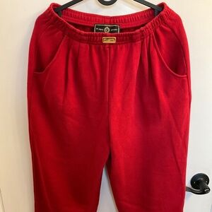 Red St. John Sport cotton sweat pants w/ gold details, Holt Renfrew - size small